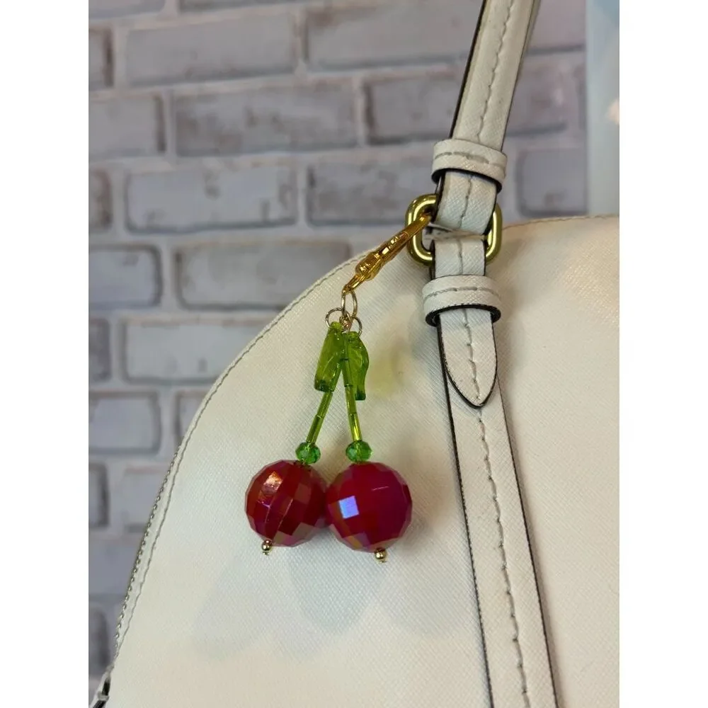 Moonlight Productions Cherry Bag Charm Red Beaded NWT